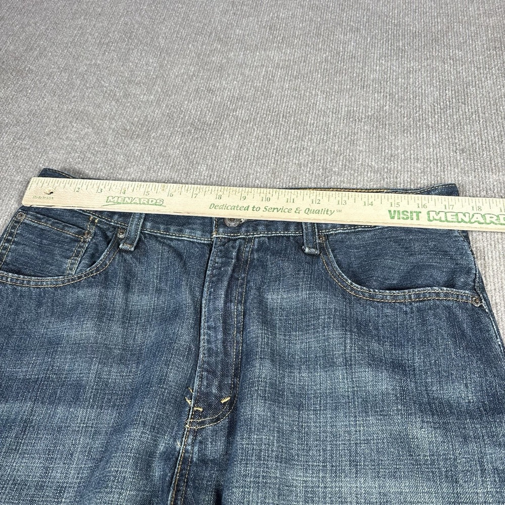 Levis 569 Jean Shorts Men 34 Loose Straight Fit Dark Blue Denim Faded Skater Y2K - Picture 7 of 11
